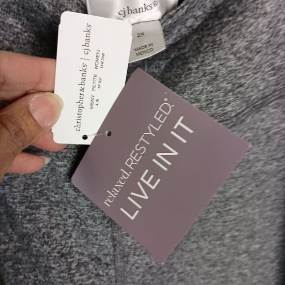CJ Banks Relaxed Restyled Grey Leggings Plus Size 2X NWT Stretch Comfort Fit - Picture 3 of 7